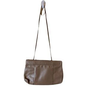 VIntage 80s Tan Genuine Leather Clutch Shoulder Bag